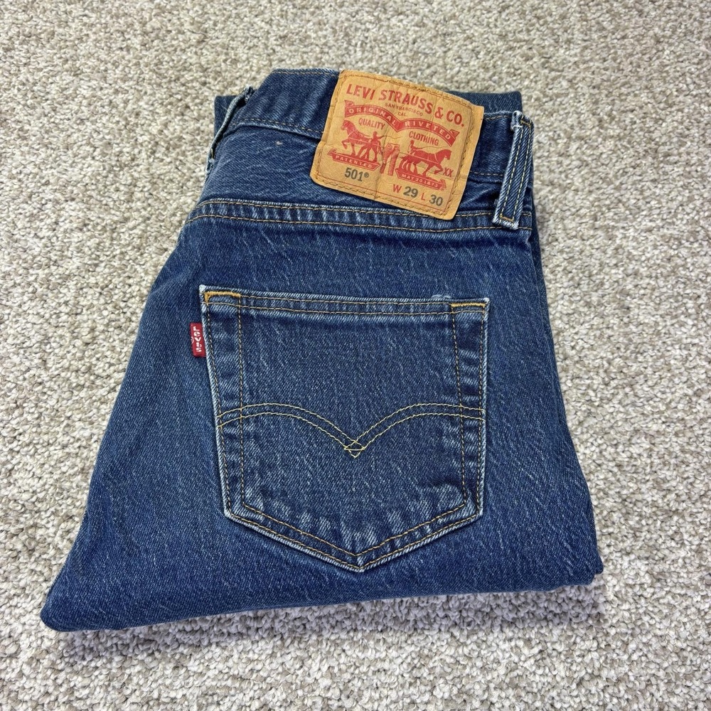 Levis 501 Jeans Mens 29x30 Blue Medium Wash Classic Straight Denim Button Fly